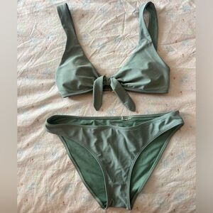 Sage green front knot bikini
